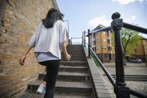 walking up steps to reduce stress